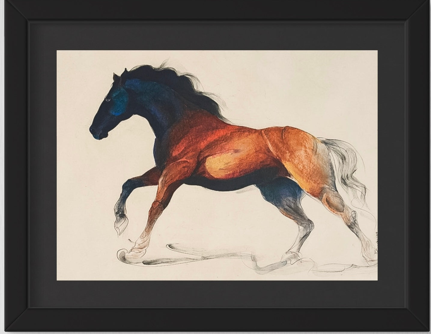 Captivating Equine Energy - Handmade Painting of a Running Horse