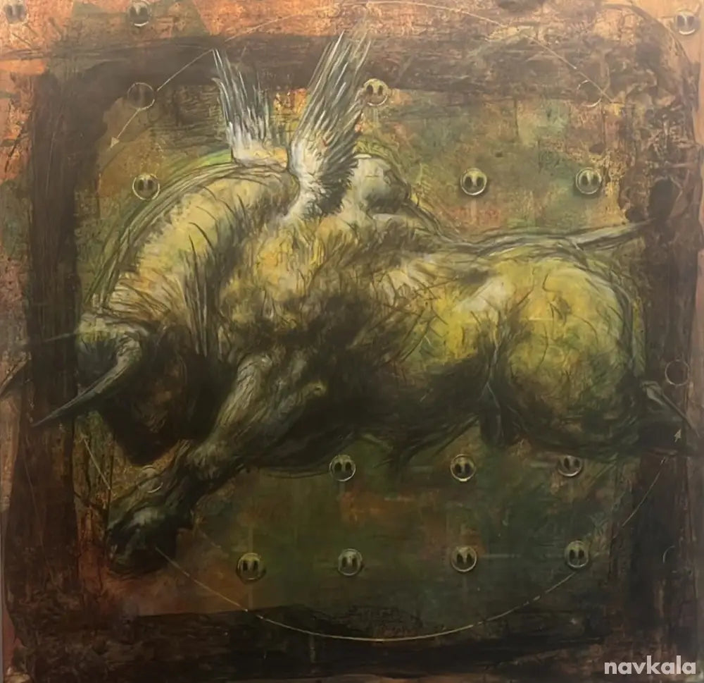 Winged Bull Painting
